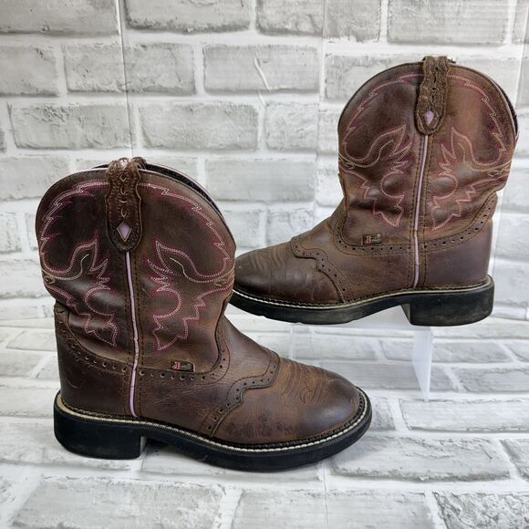 Justin Gypsy L9903 Pink Stitch Western Cowboy Boots Women’s Size 8 B - Picture 1 of 13